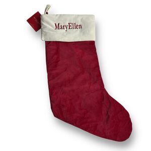 Pottery Barn Personalized Mary Ellen Holiday Stocking 
Basic Red Velvet NWT
